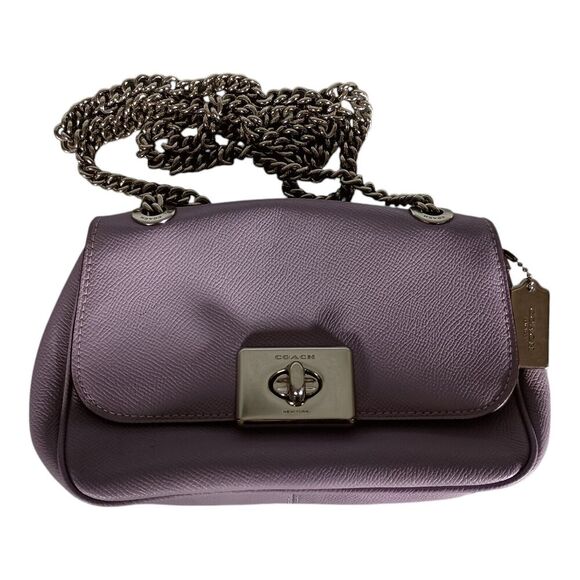 Coach Mini Cassidy Crossbody Bag F77974 Purple Lavender Leather Silver Chain - Picture 2 of 15